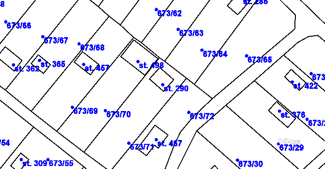 Parcela st. 290 v KÚ Příchovice u Přeštic, Katastrální mapa