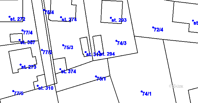 Parcela st. 294 v KÚ Příchovice u Přeštic, Katastrální mapa