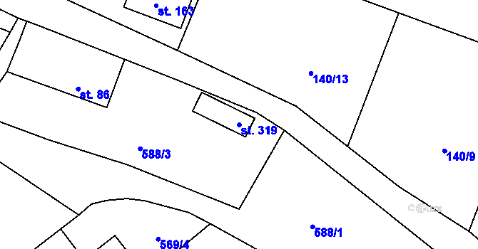 Parcela st. 319 v KÚ Příchovice u Přeštic, Katastrální mapa