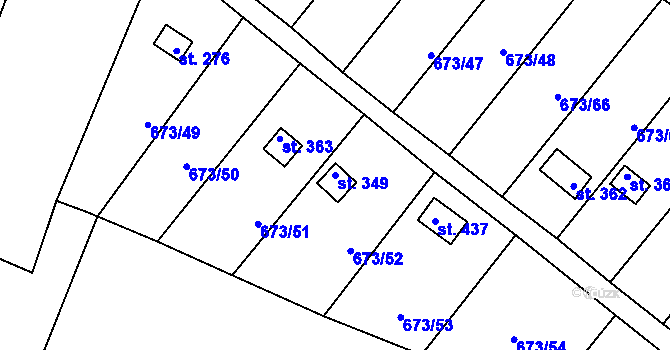 Parcela st. 349 v KÚ Příchovice u Přeštic, Katastrální mapa