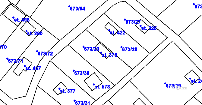 Parcela st. 376 v KÚ Příchovice u Přeštic, Katastrální mapa