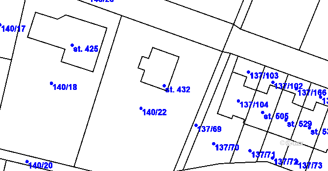 Parcela st. 432 v KÚ Příchovice u Přeštic, Katastrální mapa