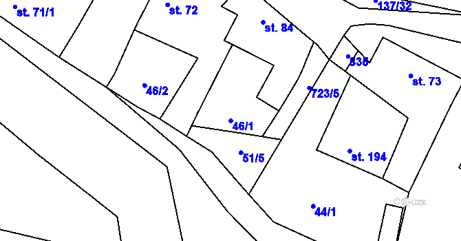 Parcela st. 46/1 v KÚ Příchovice u Přeštic, Katastrální mapa