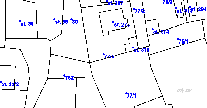 Parcela st. 77/5 v KÚ Příchovice u Přeštic, Katastrální mapa