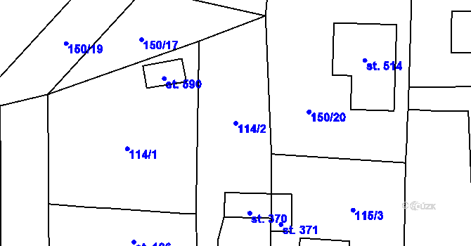 Parcela st. 114/2 v KÚ Příchovice u Přeštic, Katastrální mapa