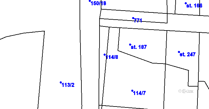 Parcela st. 114/8 v KÚ Příchovice u Přeštic, Katastrální mapa