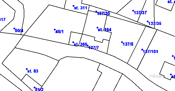 Parcela st. 137/7 v KÚ Příchovice u Přeštic, Katastrální mapa