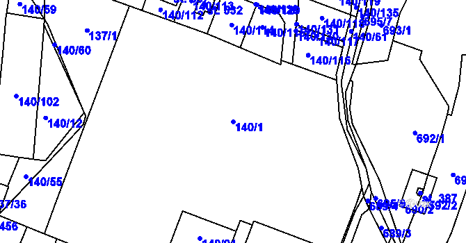 Parcela st. 140/1 v KÚ Příchovice u Přeštic, Katastrální mapa