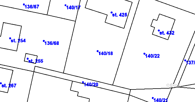 Parcela st. 140/18 v KÚ Příchovice u Přeštic, Katastrální mapa