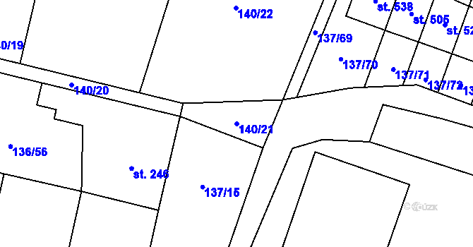 Parcela st. 140/21 v KÚ Příchovice u Přeštic, Katastrální mapa