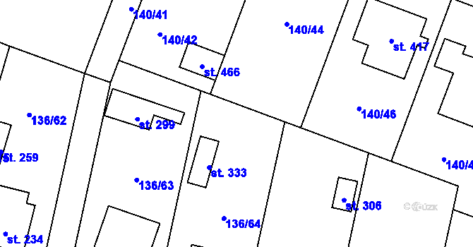 Parcela st. 140/45 v KÚ Příchovice u Přeštic, Katastrální mapa
