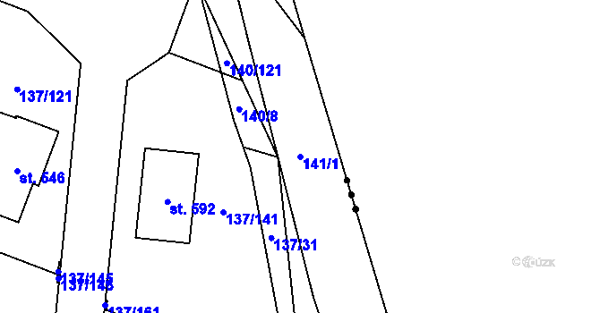 Parcela st. 141/1 v KÚ Příchovice u Přeštic, Katastrální mapa