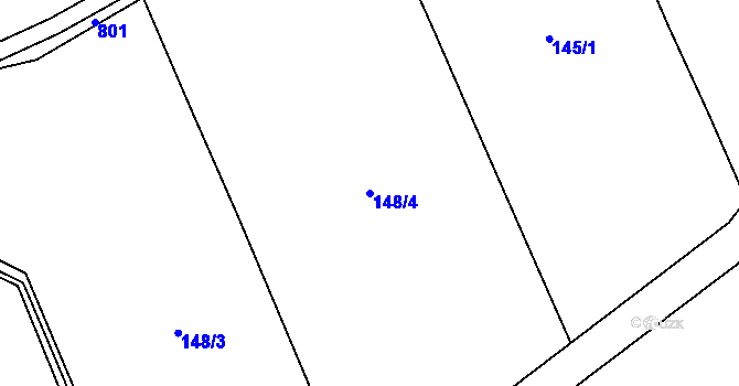 Parcela st. 148/4 v KÚ Příchovice u Přeštic, Katastrální mapa