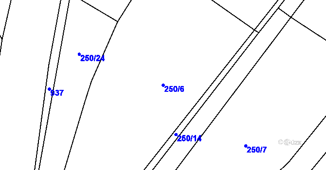 Parcela st. 250/6 v KÚ Příchovice u Přeštic, Katastrální mapa