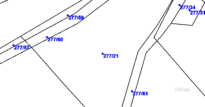 Parcela st. 277/21 v KÚ Příchovice u Přeštic, Katastrální mapa