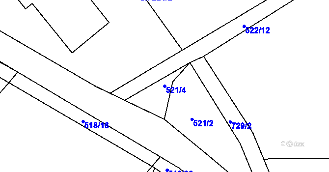 Parcela st. 521/4 v KÚ Příchovice u Přeštic, Katastrální mapa