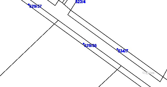 Parcela st. 529/36 v KÚ Příchovice u Přeštic, Katastrální mapa