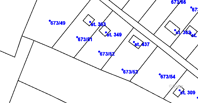 Parcela st. 673/52 v KÚ Příchovice u Přeštic, Katastrální mapa
