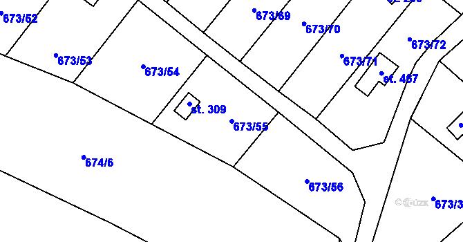 Parcela st. 673/55 v KÚ Příchovice u Přeštic, Katastrální mapa