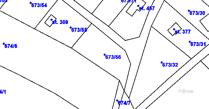 Parcela st. 673/56 v KÚ Příchovice u Přeštic, Katastrální mapa