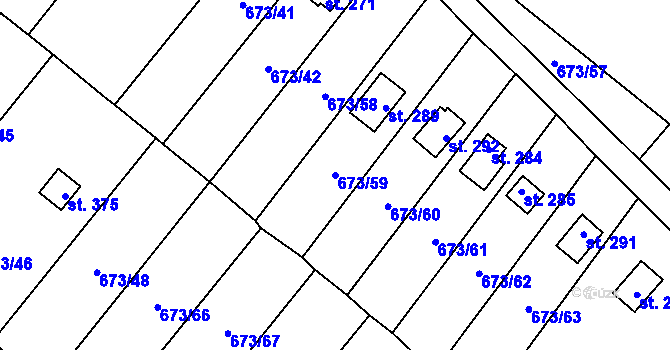 Parcela st. 673/59 v KÚ Příchovice u Přeštic, Katastrální mapa