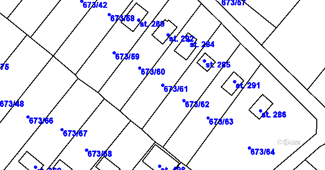 Parcela st. 673/61 v KÚ Příchovice u Přeštic, Katastrální mapa