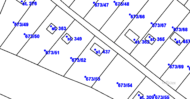 Parcela st. 437 v KÚ Příchovice u Přeštic, Katastrální mapa