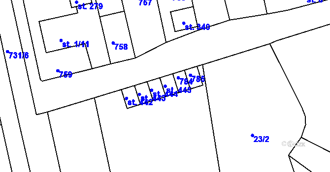 Parcela st. 445 v KÚ Příchovice u Přeštic, Katastrální mapa