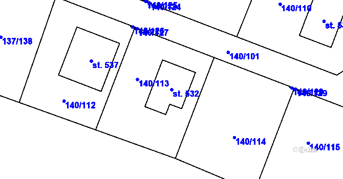 Parcela st. 532 v KÚ Příchovice u Přeštic, Katastrální mapa