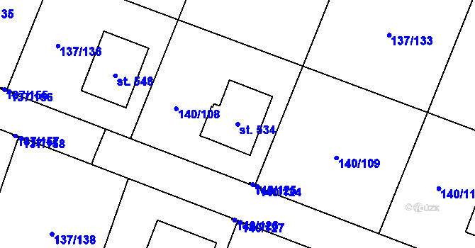 Parcela st. 534 v KÚ Příchovice u Přeštic, Katastrální mapa