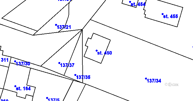 Parcela st. 450 v KÚ Příchovice u Přeštic, Katastrální mapa