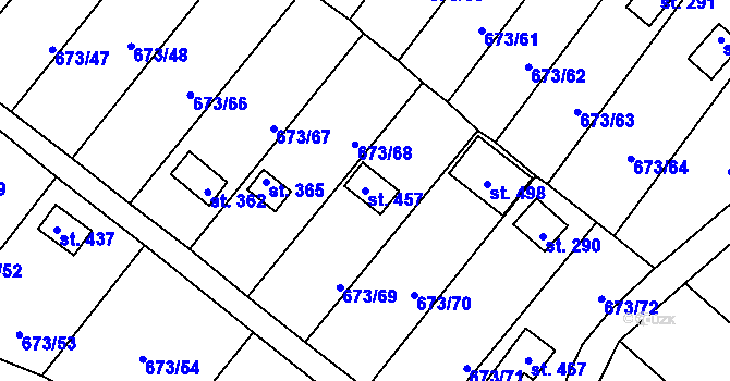 Parcela st. 457 v KÚ Příchovice u Přeštic, Katastrální mapa