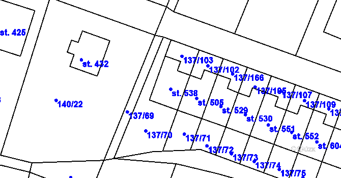 Parcela st. 538 v KÚ Příchovice u Přeštic, Katastrální mapa