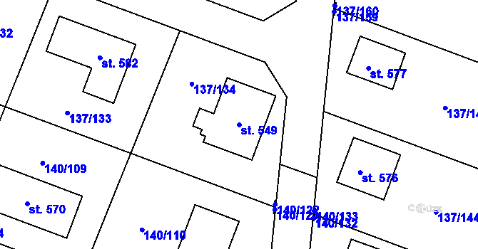 Parcela st. 549 v KÚ Příchovice u Přeštic, Katastrální mapa