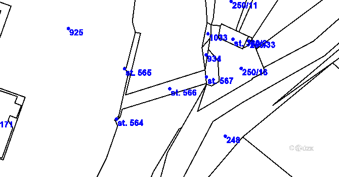 Parcela st. 566 v KÚ Příchovice u Přeštic, Katastrální mapa