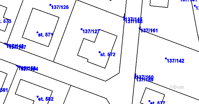 Parcela st. 572 v KÚ Příchovice u Přeštic, Katastrální mapa