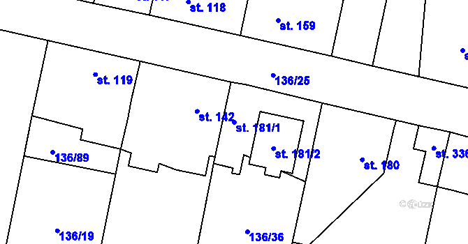 Parcela st. 181/1 v KÚ Příchovice u Přeštic, Katastrální mapa