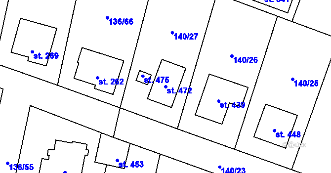 Parcela st. 472 v KÚ Příchovice u Přeštic, Katastrální mapa
