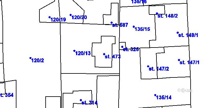 Parcela st. 473 v KÚ Příchovice u Přeštic, Katastrální mapa