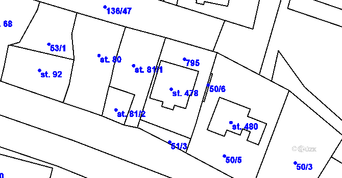 Parcela st. 478 v KÚ Příchovice u Přeštic, Katastrální mapa