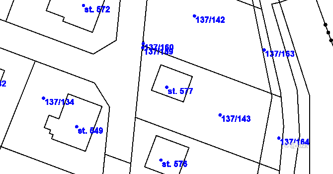 Parcela st. 577 v KÚ Příchovice u Přeštic, Katastrální mapa