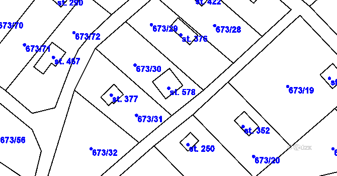 Parcela st. 578 v KÚ Příchovice u Přeštic, Katastrální mapa