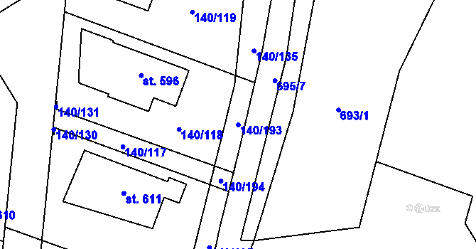 Parcela st. 140/193 v KÚ Příchovice u Přeštic, Katastrální mapa