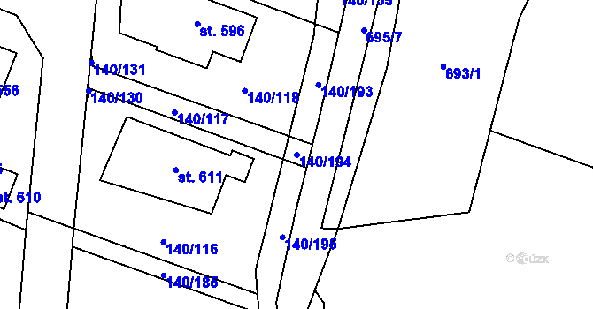 Parcela st. 140/194 v KÚ Příchovice u Přeštic, Katastrální mapa
