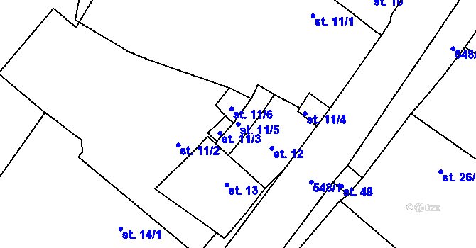 Parcela st. 11/5 v KÚ Radkovice u Příchovic, Katastrální mapa