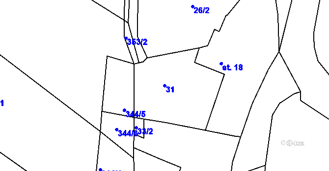 Parcela st. 31 v KÚ Radkovice u Příchovic, Katastrální mapa