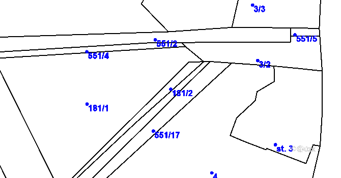 Parcela st. 181/2 v KÚ Radkovice u Příchovic, Katastrální mapa