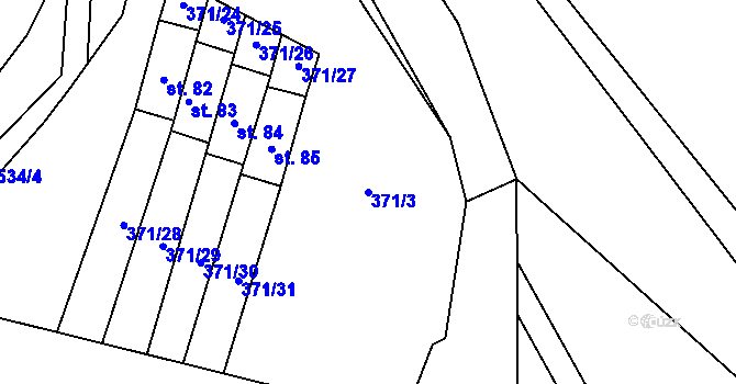 Parcela st. 371/3 v KÚ Radkovice u Příchovic, Katastrální mapa