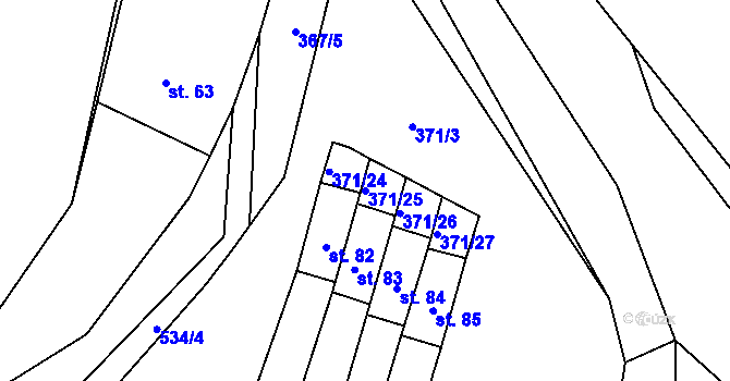 Parcela st. 371/25 v KÚ Radkovice u Příchovic, Katastrální mapa