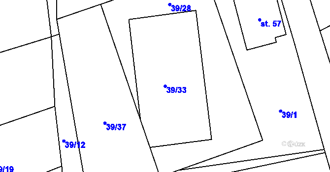 Parcela st. 39/33 v KÚ Zálesí u Příchovic, Katastrální mapa